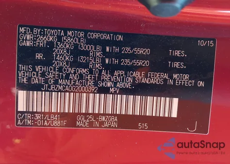 2016 Lexus Rx 350 z USA, uszkodzony, nr VIN JTJBZMCA0G2000392